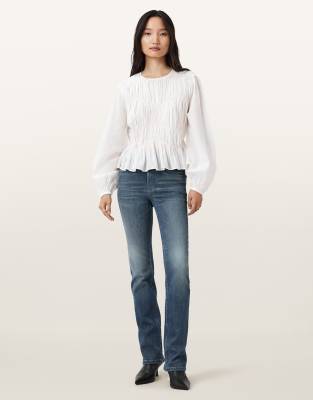 AllSaints - Haldan - Schmal geschnittene Bootcut-Jeans in Indigoblau-Grau