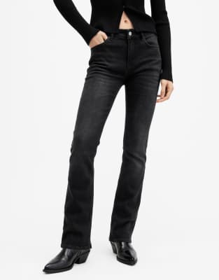 AllSaints - Haldan - Schmale Bootcut-Jeans in verwaschenem Schwarz