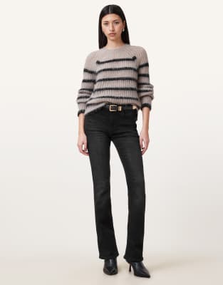 AllSaints - Haldan - Schmale Bootcut-Jeans in verwaschenem Schwarz