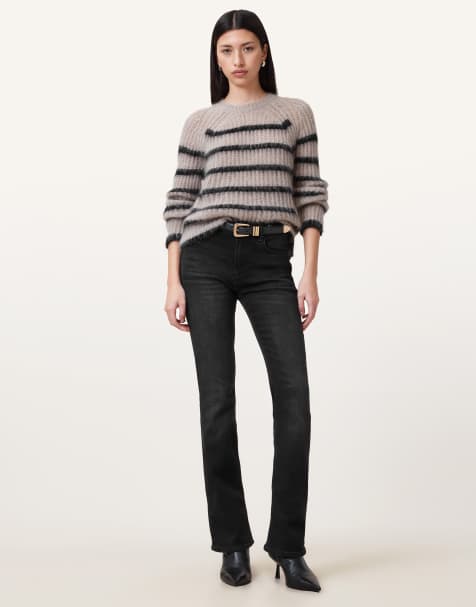 AllSaints – Haldan – Schmale Bootcut-Jeans in verwaschenem Schwarz - view 1