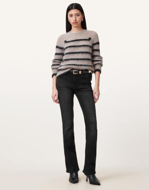 AllSaints – Haldan – Schmale Bootcut-Jeans in verwaschenem Schwarz