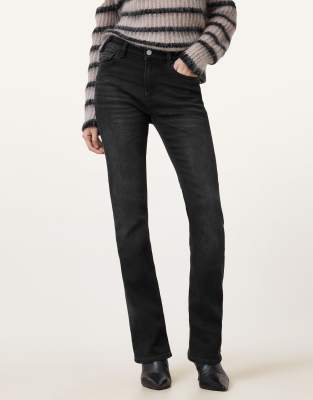 AllSaints - Haldan - Schmale Bootcut-Jeans in verwaschenem Schwarz
