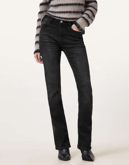 AllSaints – Haldan – Schmale Bootcut-Jeans in verwaschenem Schwarz