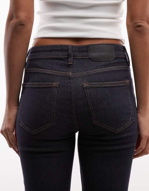 AllSaints Haldan slim bootcut denim jeans in dark wash blue, 4 of 5