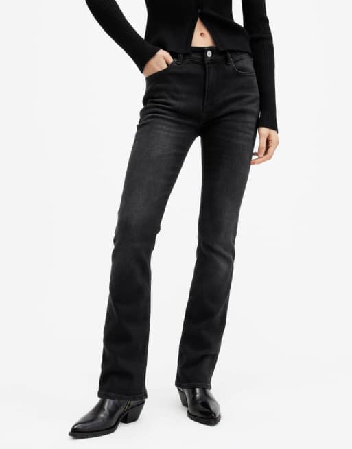 AllSaints - Haldan - Slim-fit bootcut jeans in zwart met wassing