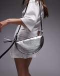 [AllSaints] AllSaints half moon cross-body bag in silver One Size silver