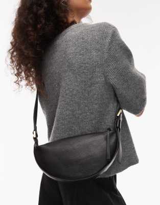 AllSaints Allsaints half moon leather crossbody in black
