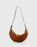 [AllSaints] Allsaints halfmoon suede shoulder bag in cognac brown One Size Cognac brown