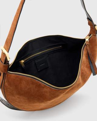 Allsaints Halfmoon Suede Shoulder Bag