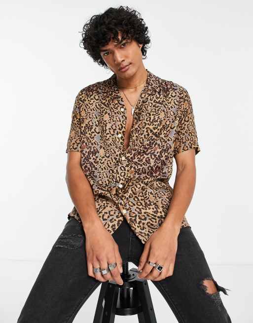 AllSaints - Halftone - Overhemd met luipaardprint in multi