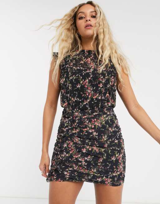Allsaints Hali Skit Ruched Floral Mini Dress Asos