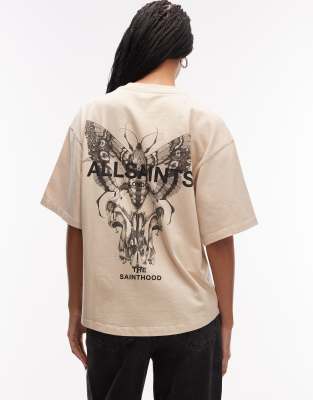 AllSaints halis back graphic amelie tee in cream sandy white 17790₽