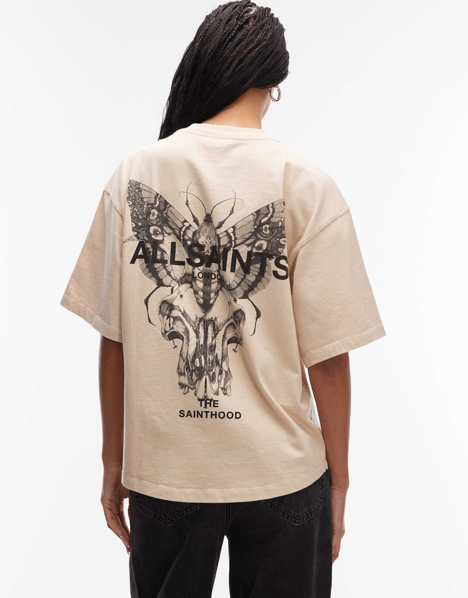 allsaints halis back graphic amelie tee in cream