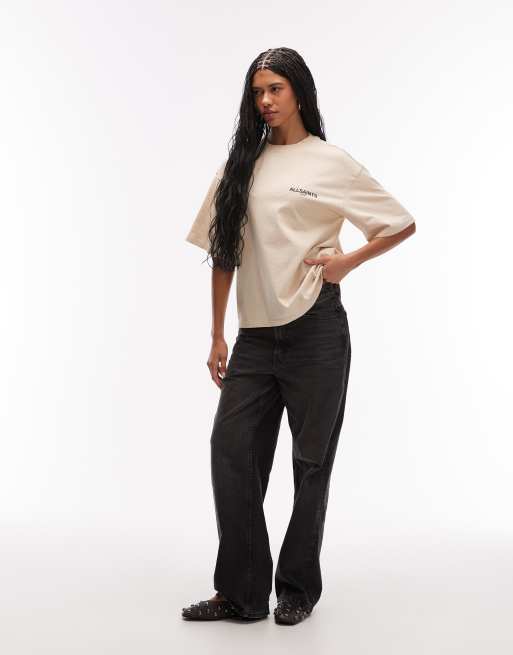 AllSaints - Halis - T-shirt met Amelie-print op de achterkant in crème, 2 van 4