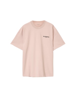 AllSaints - Hallis - T-shirt ras de cou à manches courtes - Rose délavé