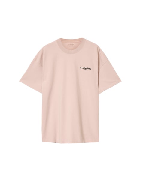 AllSaints - Hallis - Top rosa descolorido de manga corta con cuello redondo - view 1