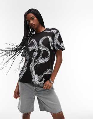 Allsaints - Halyard - Boyfriend-T-Shirt in Schwarz