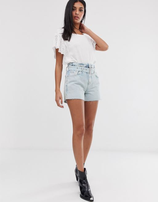 All saints hot sale denim shorts