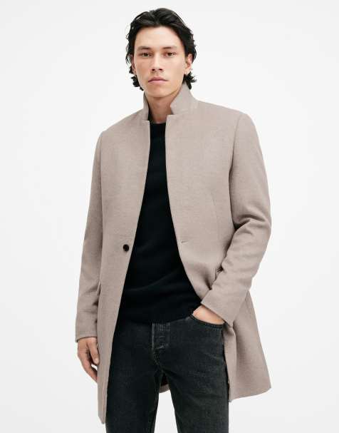 AllSaints Hargrove smart coat in stone - view 1