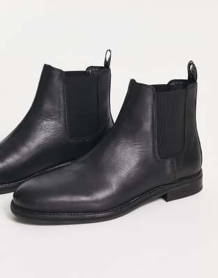 Allsaints Mens Black Harley Leather Chelsea Boots 11 In Black