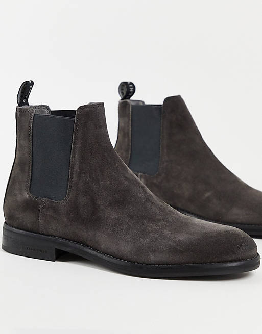 AllSaints Harley suede chelsea boots in grey