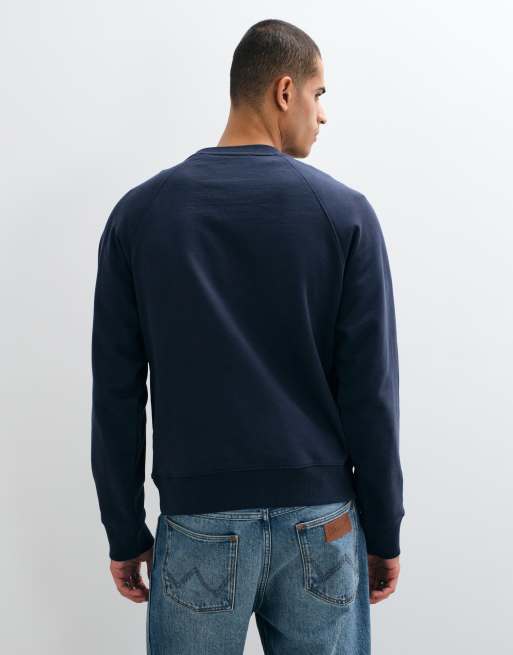 AllSaints Harlow sweatshirt met klein logo in marineblauw, 3 van 5