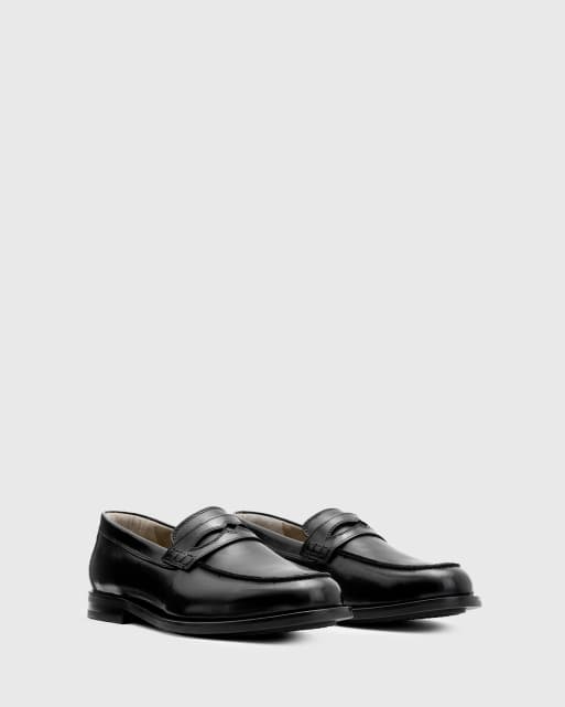 AllSaints Harmon leather loafers in black, 3 of 4