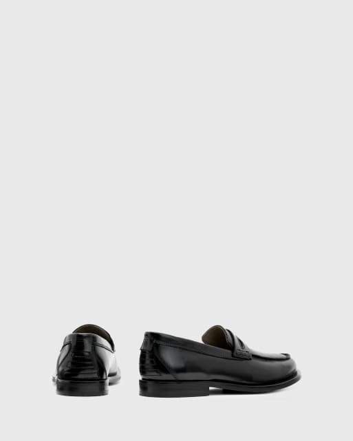 AllSaints – Harmon – Loafer aus Leder in Schwarz
