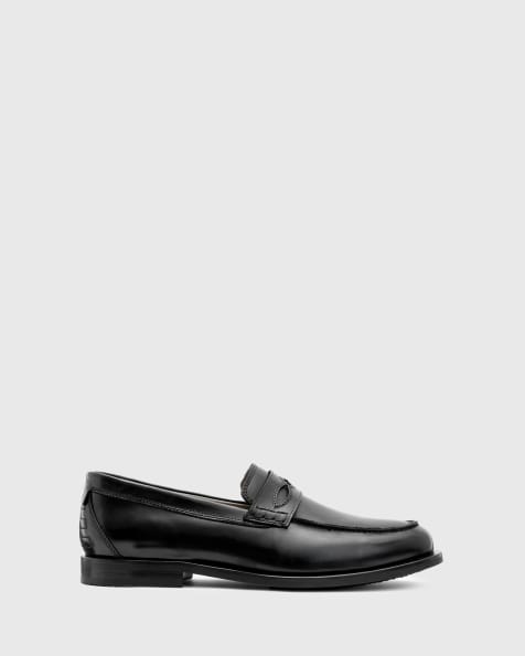 AllSaints – Harmon – Loafer aus Leder in Schwarz - view 1