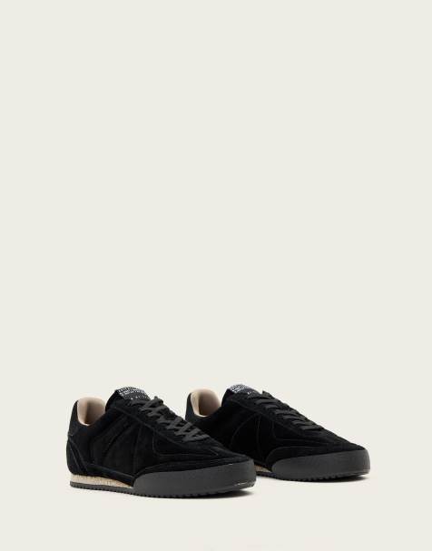 AllSaints – Harri – Flache Sneaker in Schwarz - view 1