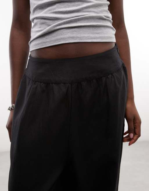 AllSaints Harrie pantalones globo de mezcla de lino en negro, 3 de 5