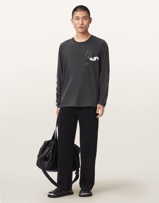 AllSaints - Harris - Pantalones de chándal negros a cuadros, 6 de 6