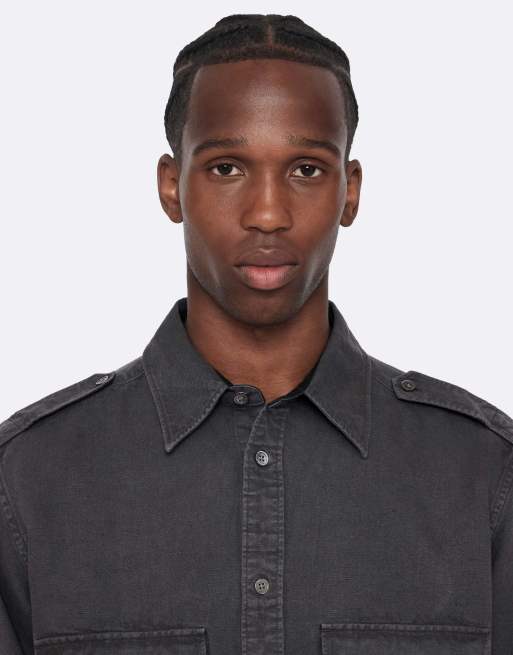 AllSaints Hart overhemd met lange mouwen in antracietzwart, 4 van 6