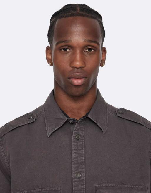 AllSaints Hart overhemd met lange mouwen in vervaagd bruin, 4 van 6
