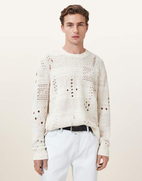 AllSaints – Harvey – Sweatshirt in Ecru-Weiß mit Rundhalsausschnitt - view 1