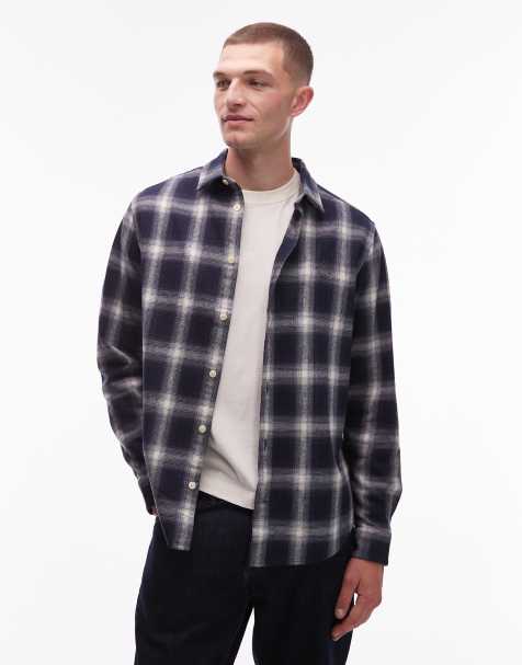 Allsaints Haven long sleeve check shirt in black