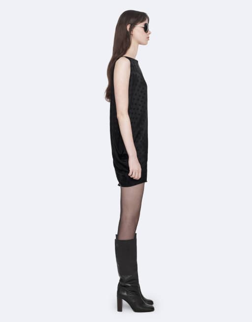 AllSaints Haven jurk in zwarte stippenjacquard, 3 van 7