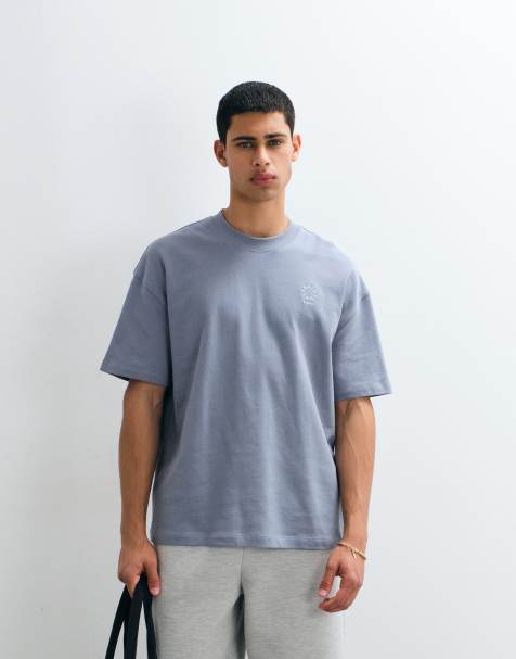 AllSaints Haven kleines T-Shirt mit gesticktem Brustlogo in Dunkelblau - view 1