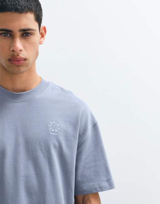 AllSaints Haven kleines T-Shirt mit gesticktem Brustlogo in Dunkelblau, 2 von 5