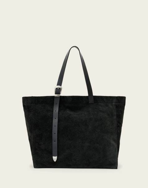 AllSaints Haven leather suede tote in black - view 1