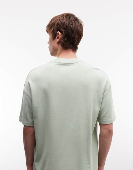 AllSaints - Haven - Lysegrøn T-shirt med småt logobroderi på brystet, 5 af 5