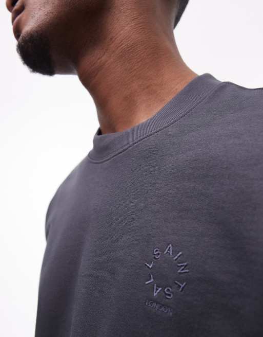 AllSaints - Haven - Mørkeblå T-shirt med lille, broderet logo på brystet, 2 af 4