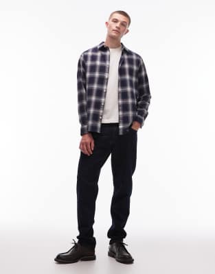 Allsaints Mens Azzurra Blue Haven Checked Cotton Shirt Xl In Black