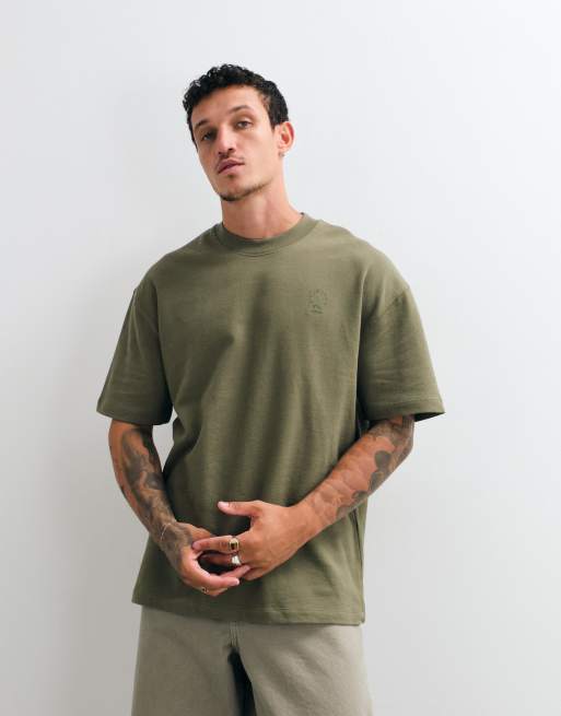 AllSaints Haven short sleeve graphic logo t-shirt in dark green, 3 of 5