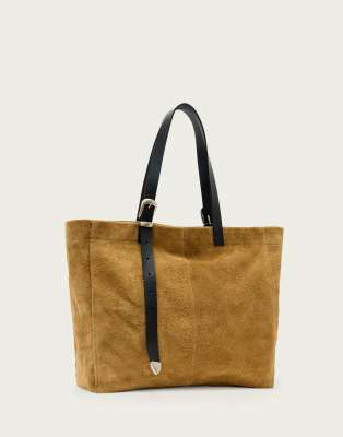 AllSaints AllSaints Haven suede leather tote bag in brown