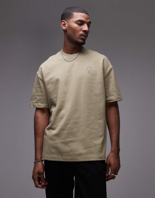 AllSaints - Haven - T-shirt avec petit logo brodé à l'avant - Vert cendré clair