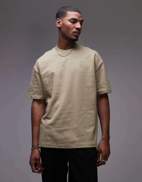 AllSaints - Haven - T-shirt verde cenere chiaro con logo ricamato piccolo sul petto - view 1