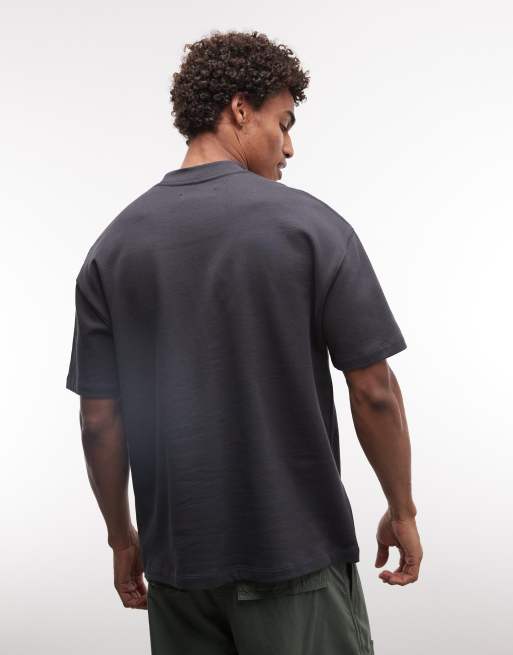 AllSaints - Haven - Vasket sort T-shirt med lille logobroderi på brystet, 3 af 5