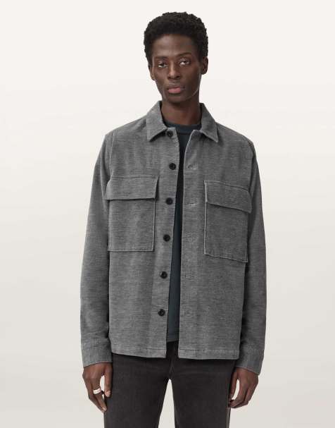 AllSaints – Hawker – Langärmliges Hemd in Hellgrau - view 1