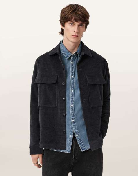 AllSaints – Hawker – Langärmliges Hemd in Nachthimmelblau - view 1